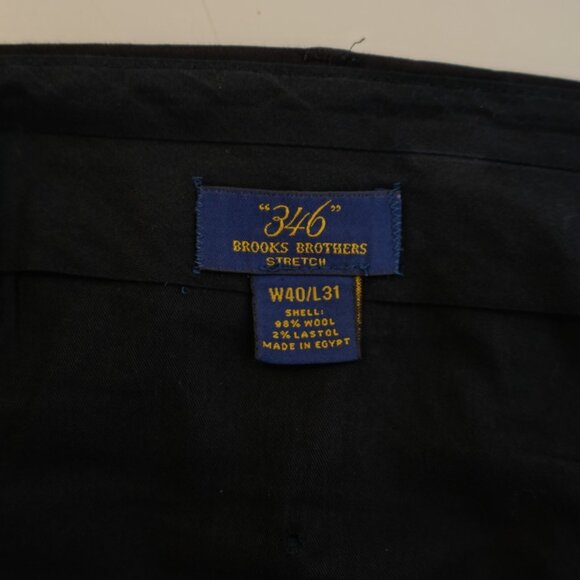 Brooks Brothers 346 Stretch Wool Blue Dress Pants Trousers 41 / 28 Pleated Cuffe - Picture 8 of 9